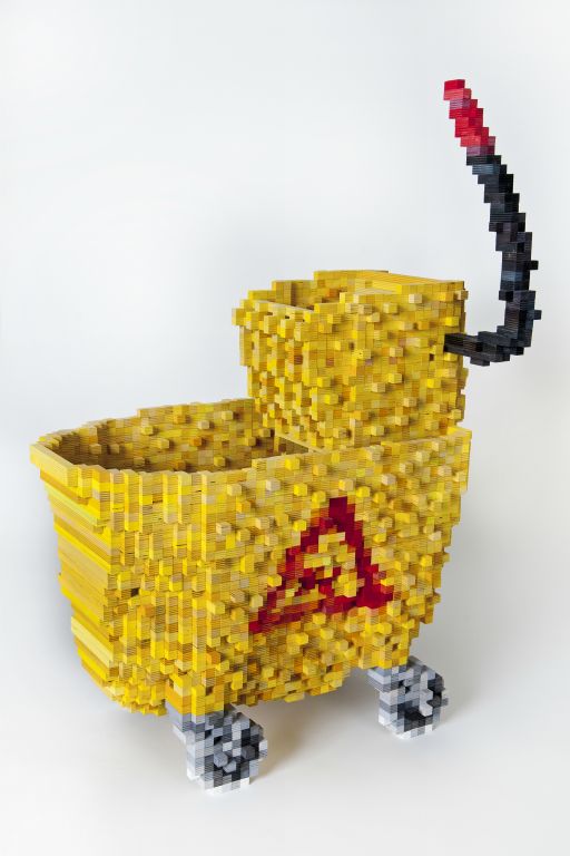 Mop Bucket (2012) 37.5 x 20
x 25 inches. Plywood, ink, acrylic paint