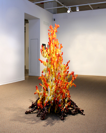 Re-kindling (2008) 72
x 46 x 46 inches. Plywood, ink, acrylic paint